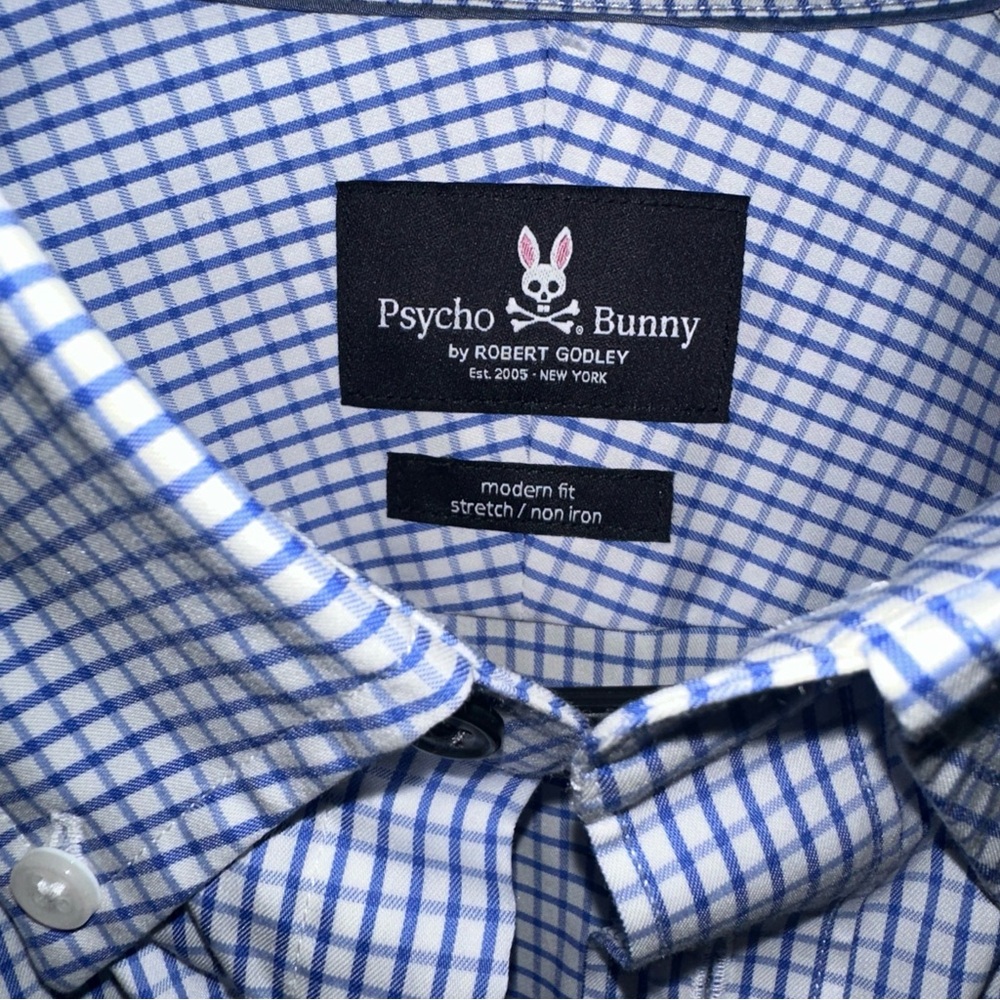 Psycho Bunny White and Blue Plaid Men's Shirt